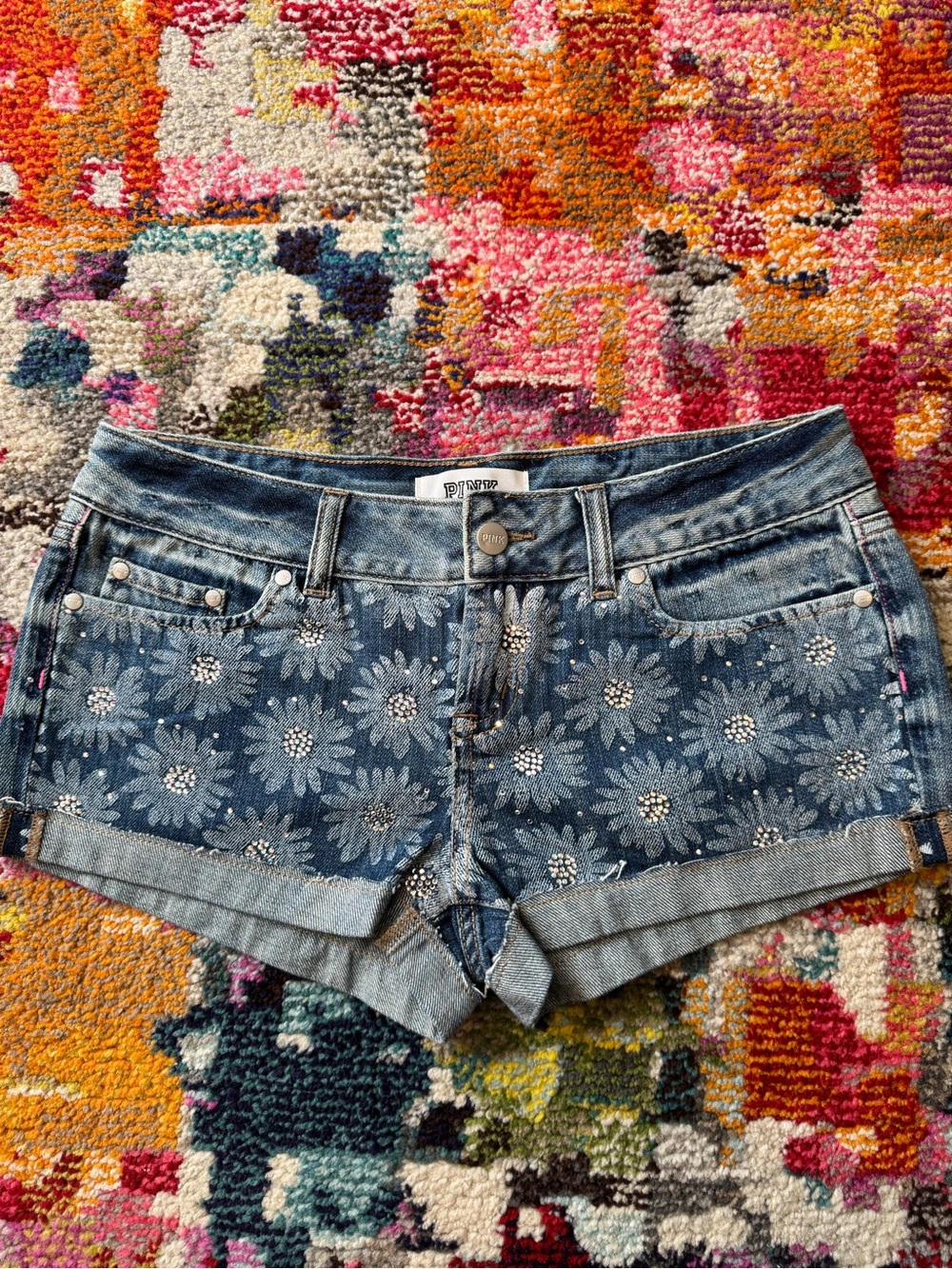 PINK Victoria's Secret Denim Daisy Jean Shorts - Blue